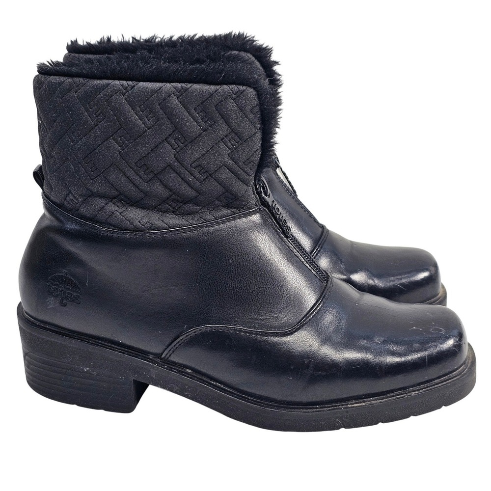 Totes Women's Sentinel Black Faux Fur Lined Winter Boots Ankle‎ Zip Size 9
